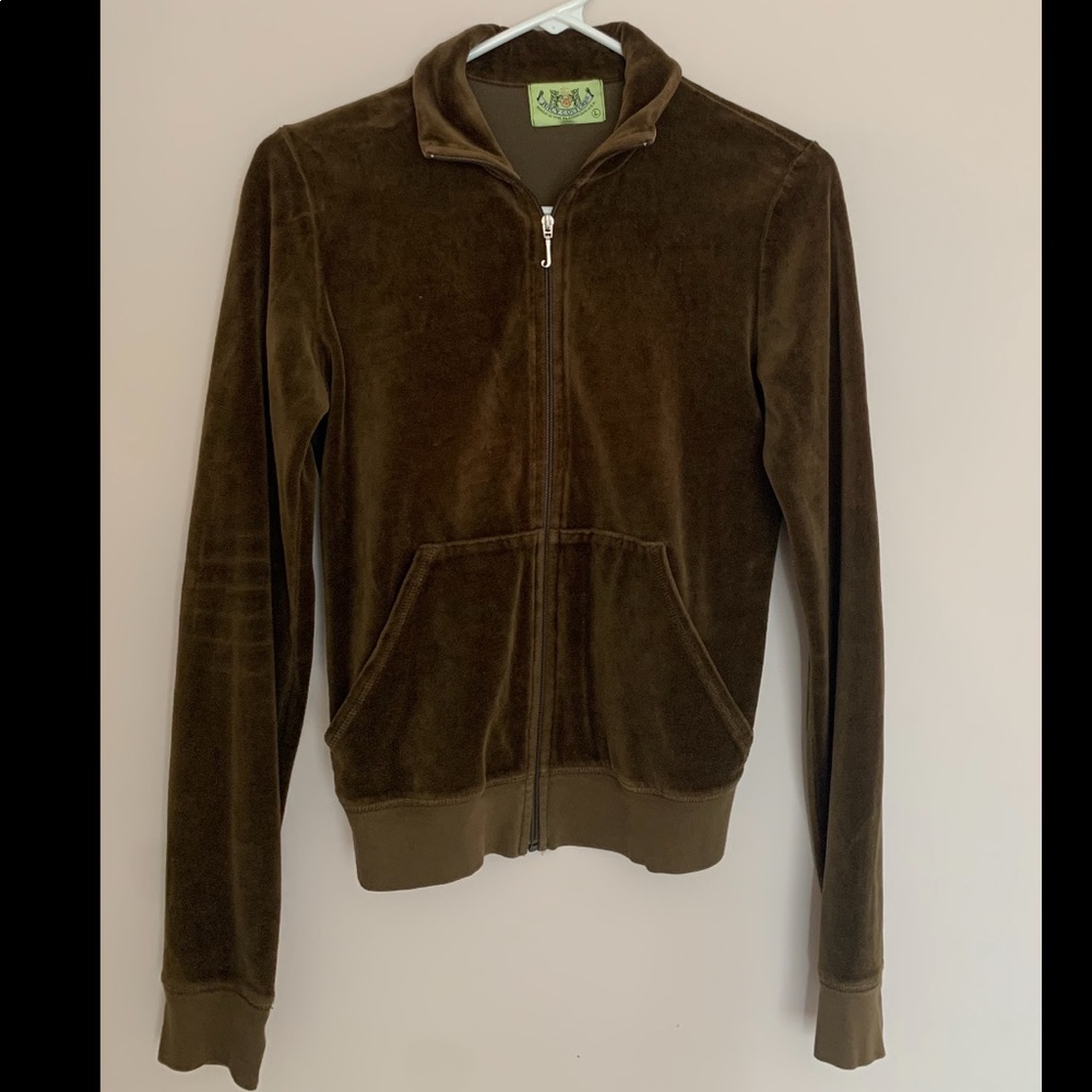 Y2K Juicy Couture BROWN terry cloth track zip-up hoodie